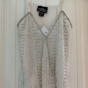 Sheer Beaded Coachella Tank Top Retro S/M